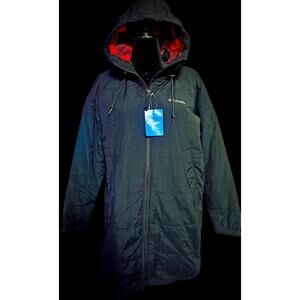 NWT!! Black Women's Columbia Coat With Black and Red Plaid Lining, Size Large